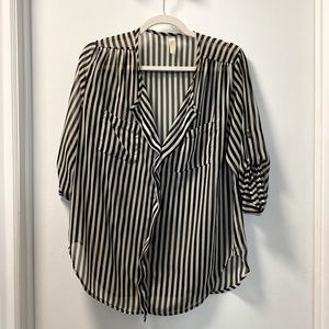SHEER STRIPPED BLOUSE